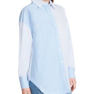 Steve Madden Poppy Top - Baby Blue Stripe Women’s Oversized Breezy Medium